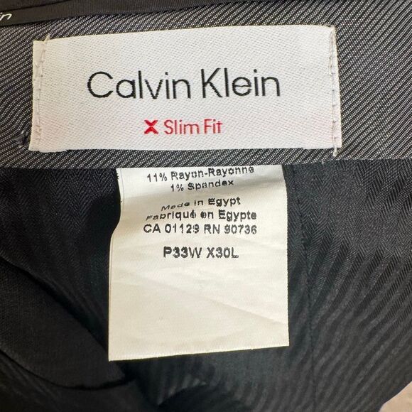 Calvin Klein Men's Jerome Charcoal Gray X Slim Fit Dress Suit Pants Flat Front 3 - Picture 3 of 9